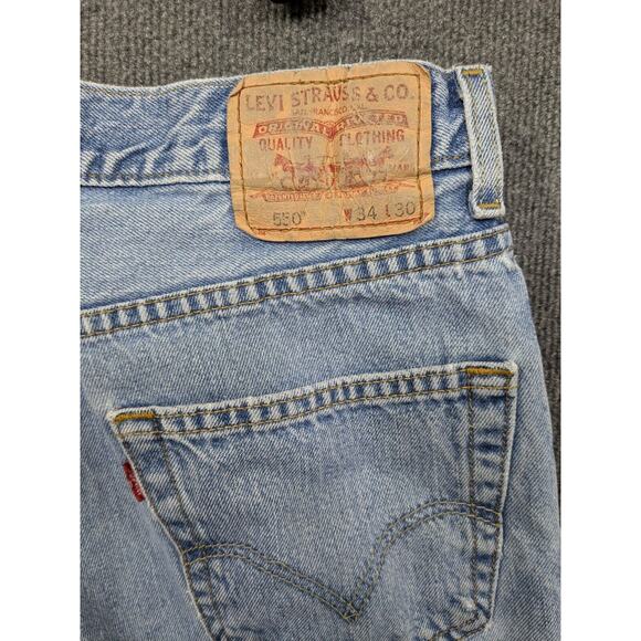 Levis 550 Jeans Mens 34x30 Straight Leg Blue Denim Relaxed Cotton Distressed - Picture 8 of 13